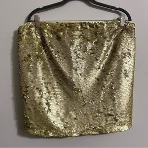 Anthropologie Gold Sequin Mini Skirt